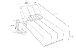 Clearance Porvoo Gartenliege, hellgrau/weiß, Aluminium/Polyester, 215 x 90 cm, verstellbare Rückenlehne, inkl. Beistelltisch Gartenliegen