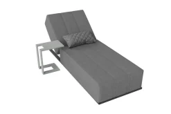 Clearance Porvoo Gartenliege, hellgrau/weiß, Aluminium/Polyester, 215 x 90 cm, verstellbare Rückenlehne, inkl. Beistelltisch Gartenliegen
