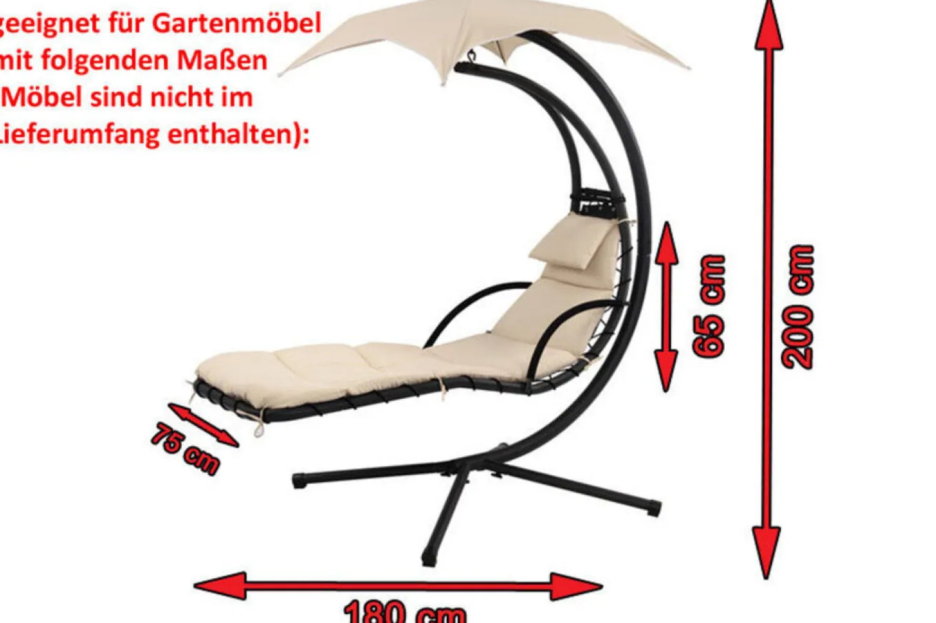 Best Premium Abdeckhaube für Leco Schwingliege, schwarz, wasserbeständig, 187 x 82 x 212 cm Schutzhüllen