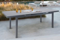 Clearance Premium Ausziehtisch, anthrazit/grau, Alu/Sicherheitsglas, 180/240x100cm, automatischer Ausziehmechanismus Gartentische