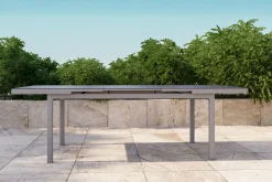 New Premium Ausziehtisch, silber/grau, Alu/Glas, 180/240x100cm, automatischer Ausziehmechanismus Gartentische