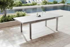 New Premium Ausziehtisch, silber/grau, Alu/Glas, 180/240x100cm, automatischer Ausziehmechanismus Gartentische