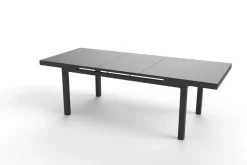 Discount Premium Ausziehtisch, anthrazit matt/grau, Alu/Glas, 180/240x100cm, automatischer Ausziehmechanismus Gartentische