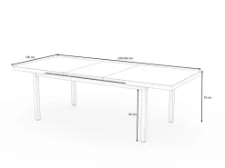Discount Premium Ausziehtisch, anthrazit matt/grau, Alu/Glas, 180/240x100cm, automatischer Ausziehmechanismus Gartentische