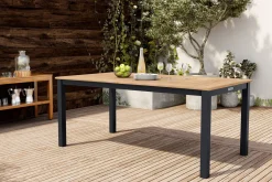 New Premium Ausziehtisch, anthrazit matt, Alu/Teak, 150/210 x 90 cm, Synchronauszug mit Butterfly-Funktion Gartentische