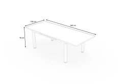 Sale Premium Ausziehtisch, weiß, Alu/Glas, 180/240 x 100 cm, witterungsbeständig, hohe Belastbarkeit Gartentische|Aluminium-Gartenmöbel