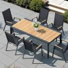 Sale Premium Ausziehtisch, anthrazit matt, Alu/Teak, 200/320 x 100 cm, automatischer Ausziehmechanismus, witterungsbeständig Gartentische|Aluminium-Gartenmöbel