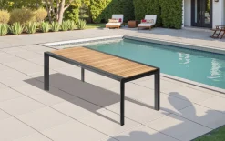 Sale Premium Ausziehtisch, anthrazit matt, Alu/Teak, 200/320 x 100 cm, automatischer Ausziehmechanismus, witterungsbeständig Gartentische|Aluminium-Gartenmöbel