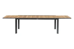 Sale Premium Ausziehtisch, anthrazit matt, Alu/Teak, 200/320 x 100 cm, automatischer Ausziehmechanismus, witterungsbeständig Gartentische|Aluminium-Gartenmöbel