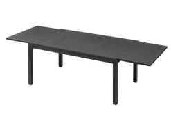 Sale Premium Garten-Essgruppe, anthrazit/grau, Alu / Spraystone / Textilene, Tisch 160/260 x 100 cm, 6 Klappstühle Garten-Essgruppen|Aluminium-Gartenmöbel