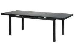 Premium Garten-Essgruppe, ® anthrazit matt, Alu / Glas / Teak, Tisch 180/240x100cm, 8 Stapelsessel Garten-Essgruppen|Aluminium-Gartenmöbel