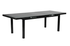 Premium Garten-Essgruppe, anthrazit/grau, Alu/Textilene, Ausziehtisch 180/240x100cm, 4 Stapel-, 2 Klappstühle Garten-Essgruppen