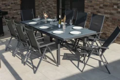 Premium Garten-Essgruppe, 8 Personen, ausziehbarer Tisch 180–240 cm, Aluminium/Textilene Garten-Essgruppen