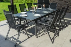 Premium Garten-Essgruppe, 8 Personen, ausziehbarer Tisch 180–240 cm, Aluminium/Textilene Garten-Essgruppen