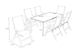 Hot Premium Garten-Essgruppe, silber/anthrazit, Alu/Textilene, Ausziehtisch 180/240 x 100 cm, 6 Klappstühle Garten-Essgruppen