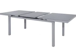 Hot Premium Garten-Essgruppe, silber/anthrazit, Alu/Textilene, Ausziehtisch 180/240 x 100 cm, 6 Klappstühle Garten-Essgruppen