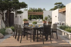 Hot Premium Garten-Essgruppe, 8 Personen, ausziehbar, 180-240cm, Alu/Textilene Garten-Essgruppen