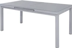 Outlet Premium Garten-Essgruppe, silber/grau, Alu/Textilene, Ausziehtisch 180/240 x 100 cm, 8 Stapelsessel Garten-Essgruppen