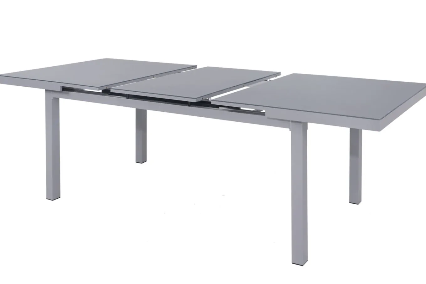 Outlet Premium Garten-Essgruppe, silber/grau, Alu/Textilene, Ausziehtisch 180/240 x 100 cm, 8 Stapelsessel Garten-Essgruppen