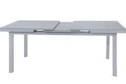 Outlet Premium Garten-Essgruppe, silber/grau, Alu/Textilene, Ausziehtisch 180/240 x 100 cm, 8 Stapelsessel Garten-Essgruppen
