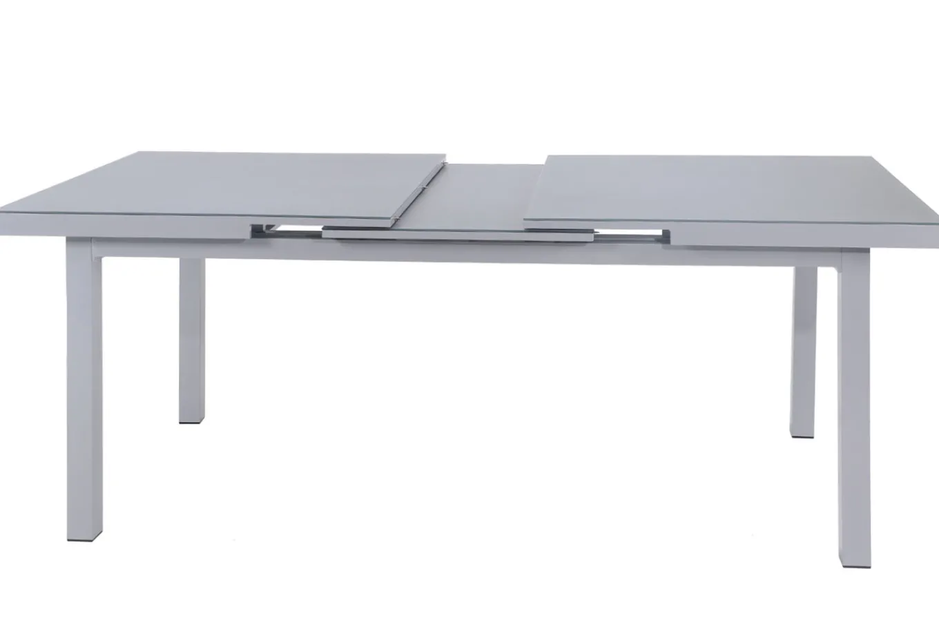 Outlet Premium Garten-Essgruppe, silber/grau, Alu/Textilene, Ausziehtisch 180/240 x 100 cm, 8 Stapelsessel Garten-Essgruppen