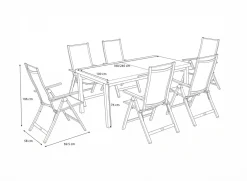 Clearance Premium Garten-Essgruppe, anthrazit/grau, Alu/Textilene, Ausziehtisch 180/240x100cm, 6 Klappstühle Garten-Essgruppen
