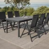Sale Premium Garten-Essgruppe für 6 Personen, anthrazit/grau, Alu/Sicherheitsglas, Tisch ausziehbar, Stühle klappbar, UV-beständig Garten-Essgruppen|Aluminium-Gartenmöbel