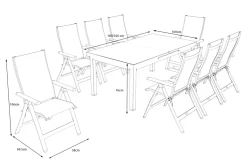 Discount Premium Garten-Essgruppe, anthrazit/grau, Alu/Textilene, Ausziehtisch 180/240x100cm, 8 Klappstühle Garten-Essgruppen
