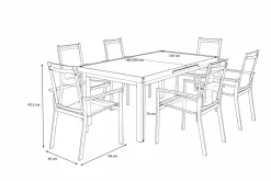 Outlet Premium Garten-Essgruppe, ® anthrazit matt, Alu/Textilene, Tisch 180/240x100cm, 6 Stapelsessel Garten-Essgruppen