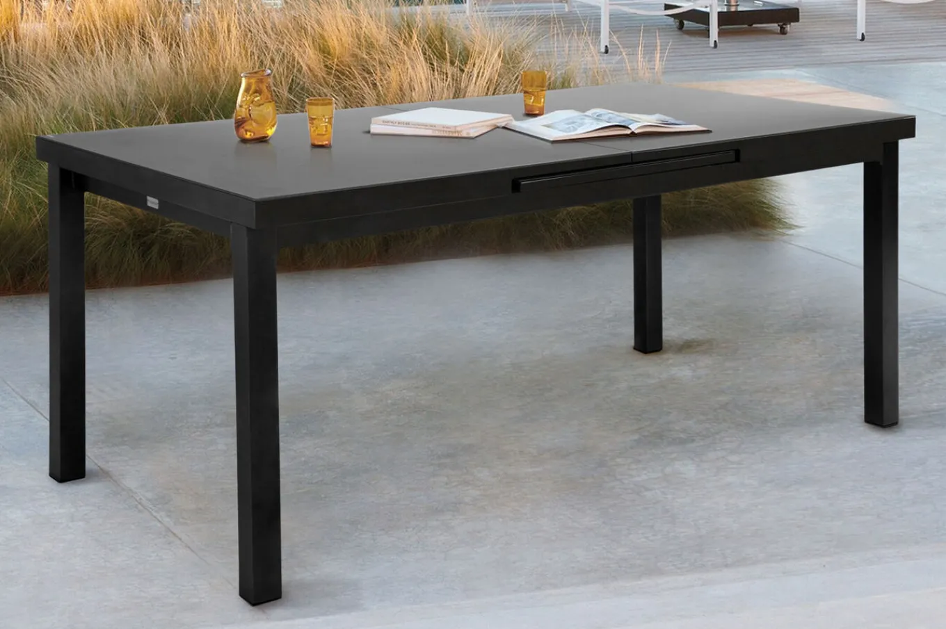Best Premium Garten-Essgruppe, anthrazit/grau, Alu/Textilene, Ausziehtisch 180/240 x 100 cm, 6 Stapel-, 2 Klappstühle Garten-Essgruppen|Aluminium-Gartenmöbel