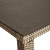 Clearance Rabida Balkon-Set, champagner-meliert, Polyrattan, Tisch 90x90 cm, 2 Stapelstühle, Glasplatte in Steinoptik Balkonmöbel-Set|Polyrattan-Gartenmöbel