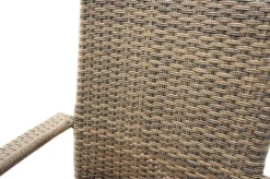Clearance Rabida Balkon-Set, champagner-meliert, Polyrattan, Tisch 90x90 cm, 2 Stapelstühle, Glasplatte in Steinoptik Balkonmöbel-Set|Polyrattan-Gartenmöbel