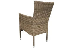 Best Rabida Balkon-Set, champagner-meliert, Polyrattan, Tisch 90x90 cm, 2 Stapelsessel, Glasplatte in Steinoptik Balkonmöbel-Set|Polyrattan-Gartenmöbel