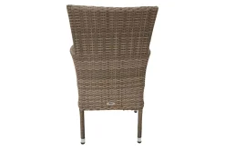 Best Rabida Balkon-Set, champagner-meliert, Polyrattan, Tisch 90x90 cm, 2 Stapelsessel, Glasplatte in Steinoptik Balkonmöbel-Set|Polyrattan-Gartenmöbel