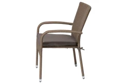 Rabida Basic Stapelstuhl, champagner-meliert, Polyrattan, 64 x 56 x 92 cm, inkl. Polster Polyrattan-Gartenmöbel|Gartenstühle & Gartensessel