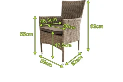 Hot Rabida Basic Stapelsessel, champagner-meliert, Polyrattan, 59 x 62 x 92 cm, inkl. Polster Polyrattan-Gartenmöbel|Gartenstühle & Gartensessel