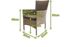 Hot Rabida Basic Stapelsessel, champagner-meliert, Polyrattan, 59 x 62 x 92 cm, inkl. Polster Polyrattan-Gartenmöbel|Gartenstühle & Gartensessel
