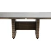 Clearance Rabida Dining Tisch, champagner-meliert, Polyrattan, 220 x 100 cm, Glasplatte in Steinoptik Gartentische|Polyrattan-Gartenmöbel