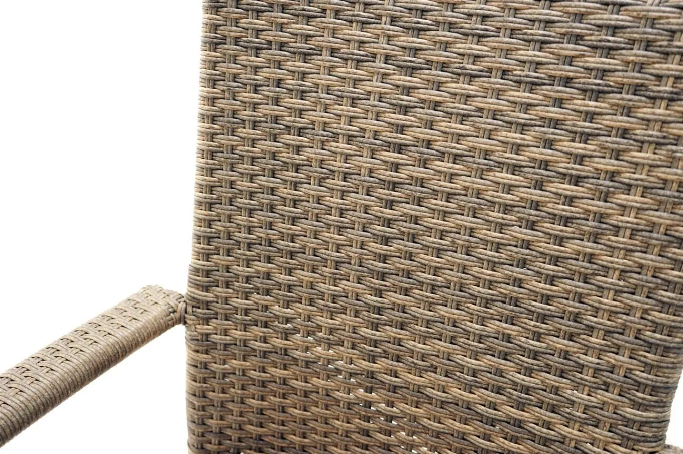 Outlet Rabida Garten-Essgruppe, champagner-meliert, Polyrattan, Tisch 90 x 90 cm, 4 Stapelstühle, Glasplatte in Steinoptik Polyrattan-Gartenmöbel|Garten-Essgruppen