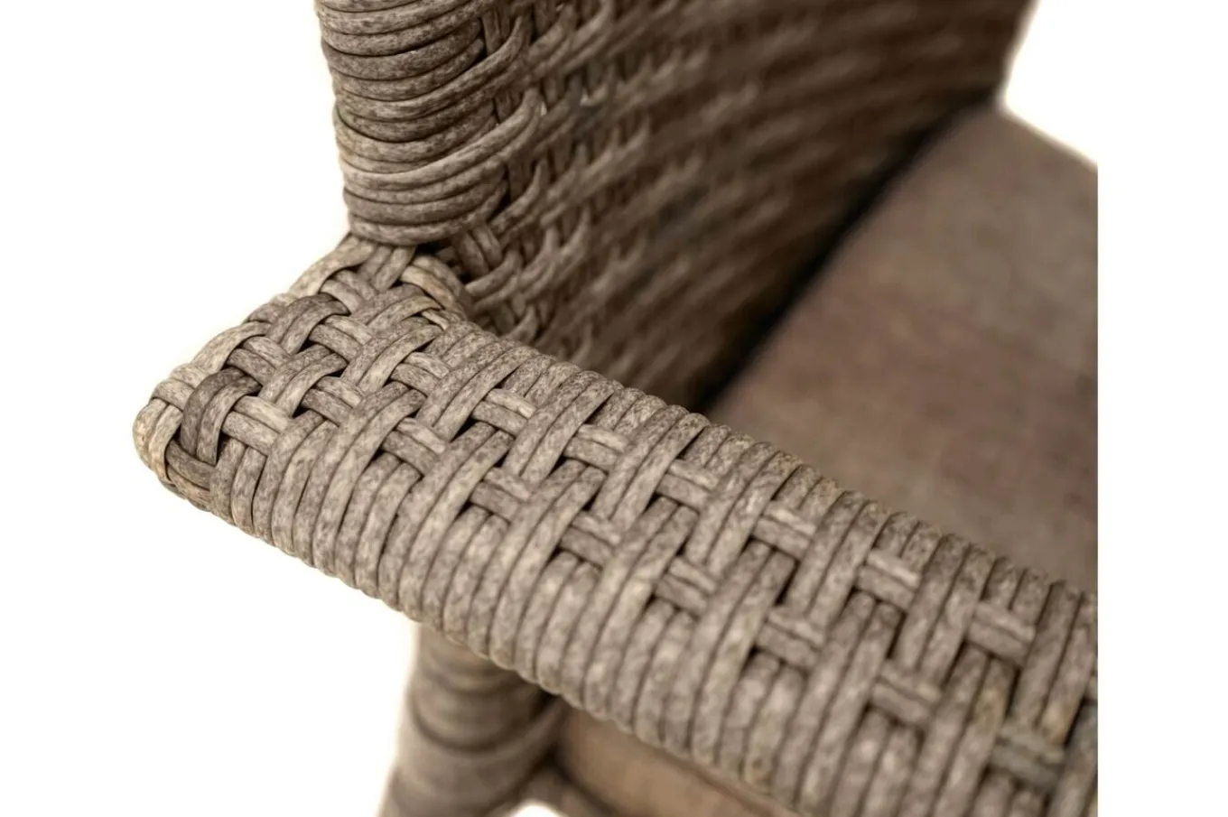 Outlet Rabida Garten-Essgruppe, champagner-meliert, Polyrattan, Tisch 90 x 90 cm, 4 Stapelstühle, Glasplatte in Steinoptik Polyrattan-Gartenmöbel|Garten-Essgruppen
