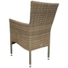 Rabida Garten-Essgruppe, champagner-meliert, Polyrattan, Tisch 90 x 90 cm, 4 Stapelsessel, Glasplatte in Steinoptik Polyrattan-Gartenmöbel|Garten-Essgruppen