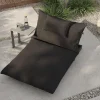 Ribe Gartenliegen-Set, dunkelgrau/schwarz, Aluminium/Polyester, 190 x 120 cm, verstellbar, inkl. Auflage und U-Beistelltisch Gartenliegen