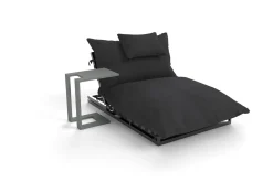 Ribe Gartenliegen-Set, dunkelgrau/schwarz, Aluminium/Polyester, 190 x 120 cm, verstellbar, inkl. Auflage und U-Beistelltisch Gartenliegen