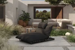 Ribe Gartenliegen-Set, dunkelgrau/schwarz, Aluminium/Polyester, 190 x 120 cm, verstellbar, inkl. Auflage und U-Beistelltisch Gartenliegen