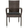 Hot Rocking Balkon-Set, grau/braun-meliert, Polyrattan, Tisch 90x90 cm, 2 Stapelstühle, Glasplatte in Steinoptik Balkonmöbel-Set|Polyrattan-Gartenmöbel