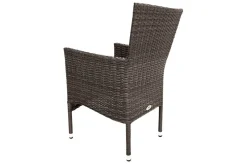 Hot Rocking Balkon-Set, grau/braun-meliert, Polyrattan, Tisch 90x90 cm, 2 Stapelsessel, Glasplatte in Steinoptik Balkonmöbel-Set|Polyrattan-Gartenmöbel