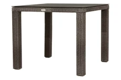 Hot Rocking Balkon-Set, grau/braun-meliert, Polyrattan, Tisch 90x90 cm, 2 Stapelsessel, Glasplatte in Steinoptik Balkonmöbel-Set|Polyrattan-Gartenmöbel