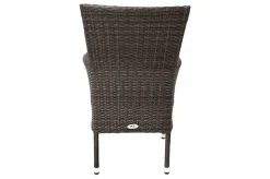 Hot Rocking Balkon-Set, grau/braun-meliert, Polyrattan, Tisch 90x90 cm, 2 Stapelsessel, Glasplatte in Steinoptik Balkonmöbel-Set|Polyrattan-Gartenmöbel