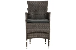Hot Rocking Balkon-Set, grau/braun-meliert, Polyrattan, Tisch 90x90 cm, 2 Stapelsessel, Glasplatte in Steinoptik Balkonmöbel-Set|Polyrattan-Gartenmöbel