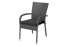 Outlet Rocking Basic Stapelstuhl, grau/braun-meliert, Polyrattan, 56 x 64 x 92 cm, inkl. Polster Polyrattan-Gartenmöbel|Gartenstühle & Gartensessel